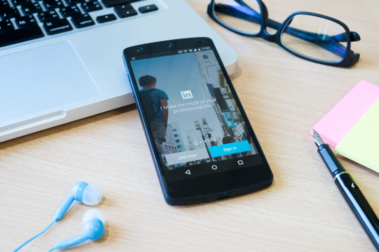 LinkedIn login screen on smartphone